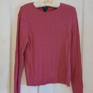 IZOD Women's Cable Knit Sweater Hot Pink Large